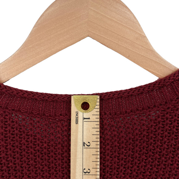 Jessica Simpson Sweater Womens Small Maroon Knit Long Sleeve Crew Neck Pullover - Picture 15 of 16